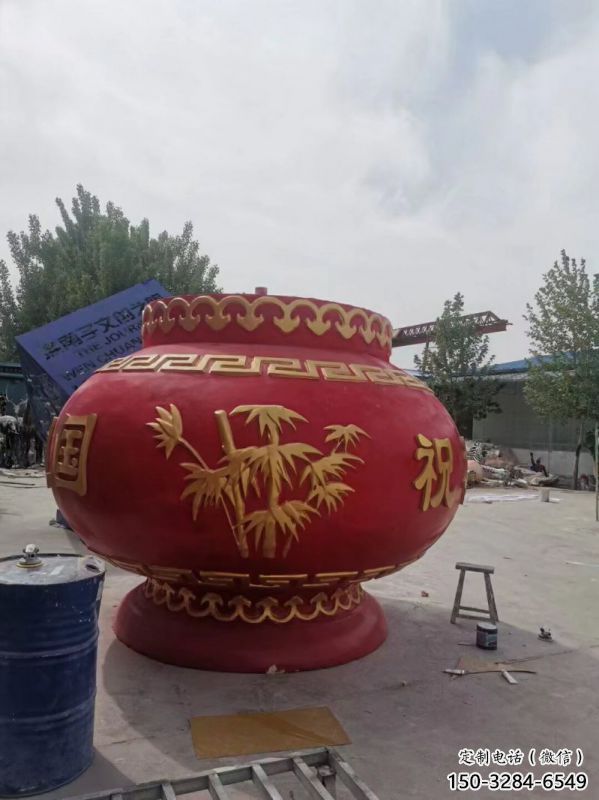 裝飾景觀花籃雕塑通用，街景小品，玻璃鋼花籃雕塑裝飾制造