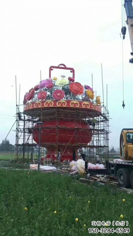 彩繪景觀花籃雕塑生產，景區案例，彩繪不銹鋼花籃雕塑優選