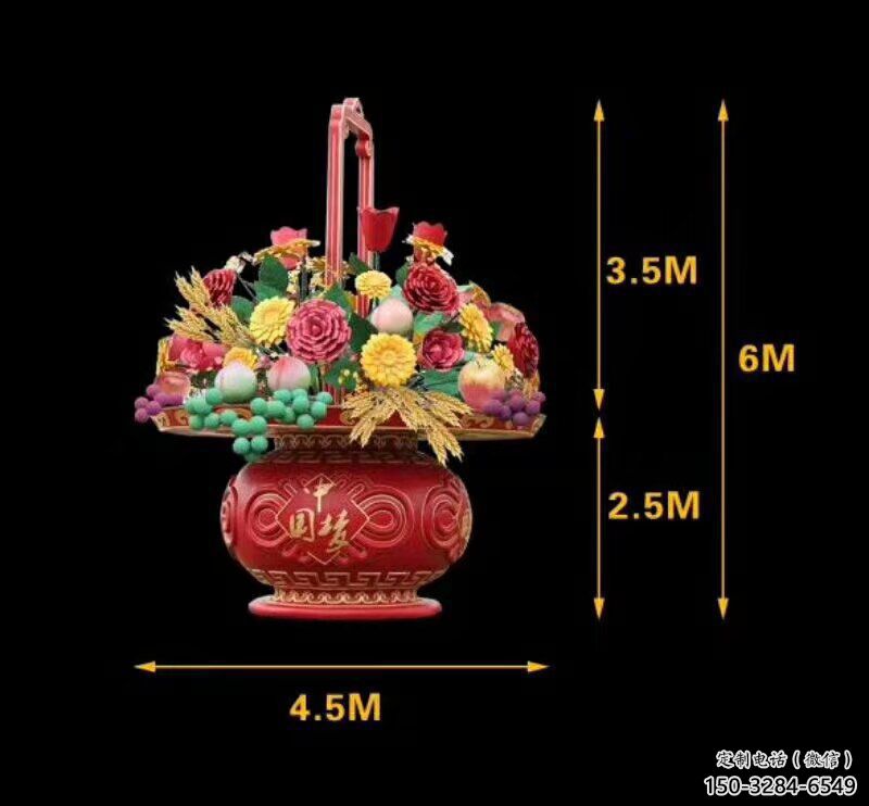 企業花籃雕塑供求，美陳雕塑，企業標志花卉花籃雕塑制造