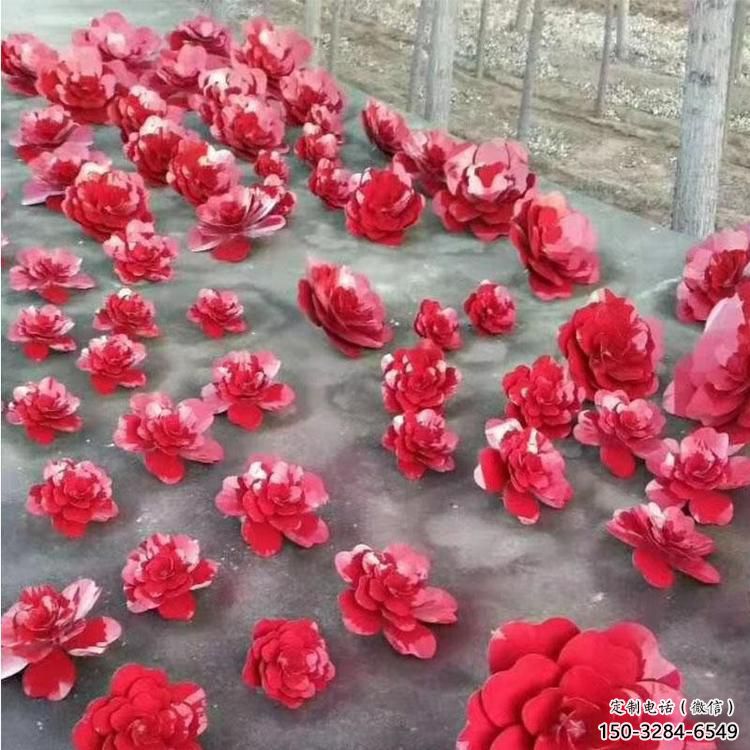 抽象花籃雕塑制造，公園雕塑，鏡面玫瑰花花籃雕塑展品