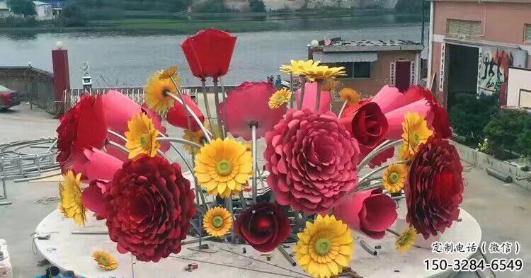 商場花籃雕塑常用，公園小品，房地產(chǎn)玫瑰花花籃雕塑生產(chǎn)商
