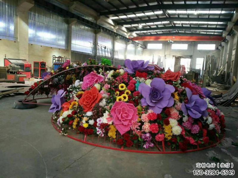 花籃雕塑常用，不銹鋼組合，園林景觀月季花花籃雕塑定價(jià)