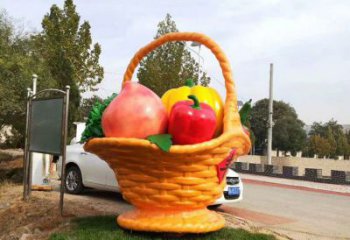 廣場(chǎng)果籃雕塑供需，廣場(chǎng)雕塑，廣場(chǎng)玻璃鋼果籃雕塑定制