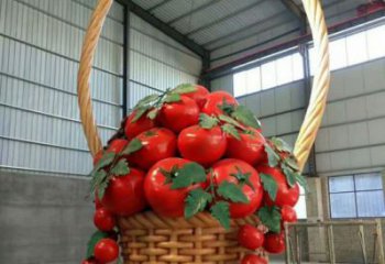 果籃雕塑訂做供需，景區(qū)雕塑，烤漆玻璃鋼果籃雕塑定價(jià)