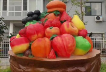 景觀果籃雕塑造型供需，廣場雕塑，玻璃鋼果籃雕塑選用