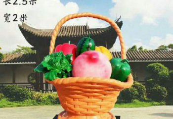 園林果籃雕塑精選，陸地擺件，玻璃鋼果籃雕塑精品