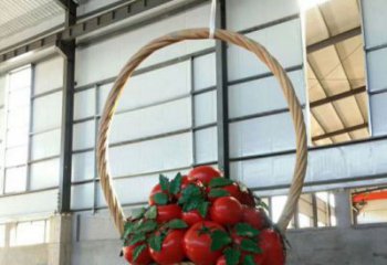 果籃雕塑定做，城區小品，景觀草莓果籃雕塑定價