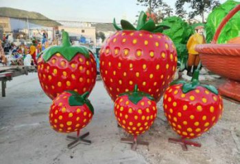 果籃雕塑選用，街道標識，園林草莓果籃雕塑批發