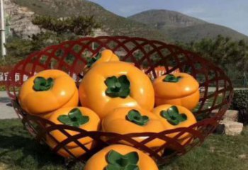 景觀果籃雕塑制作選用，景區案例，柿子果籃雕塑制造商