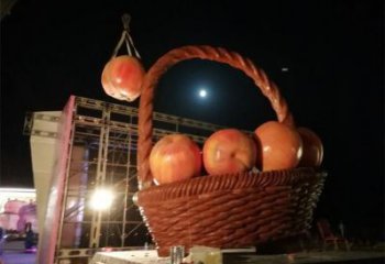 果籃系列優選，陸地擺件，廣場桃子果籃雕塑供給
