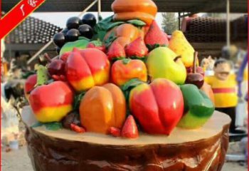 景觀果籃雕塑優選，景區案例，鐵藝果籃雕塑選用