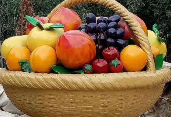 門口果籃雕塑供應，多彩藝術，鐵藝果籃雕塑供求