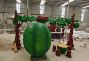 果籃雕塑生產，戶外擺放，西瓜果籃雕塑精選