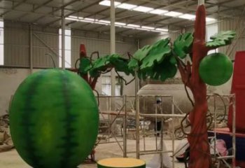 果籃雕塑優選，陸地擺件，西瓜果籃雕塑制作