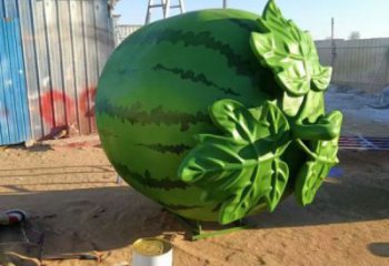 制造果籃雕塑展品，鋼管組合，西瓜果籃雕塑常用