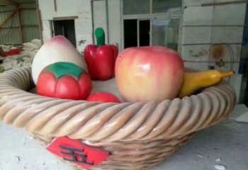 地產果籃雕塑展品，花園小品，香蕉果籃雕塑優選