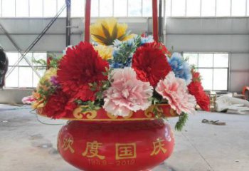 花籃雕塑通用，街道標識，鋼鑄仿真花籃雕塑承接