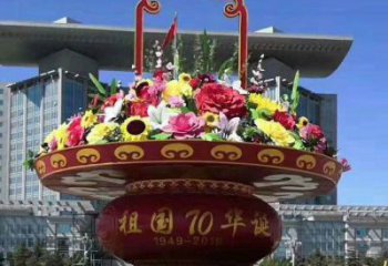 商業花籃雕塑供應，城區小品，體育仿真花籃雕塑制造商