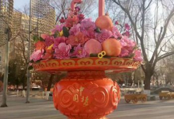 小花籃雕塑承接，景區案例，運動花朵花籃雕塑承接