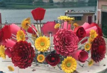 商場花籃雕塑常用，公園小品，房地產玫瑰花花籃雕塑生產商