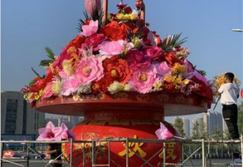 雕塑花籃景觀批發，校園雕塑，抽象慶典花籃雕塑定價