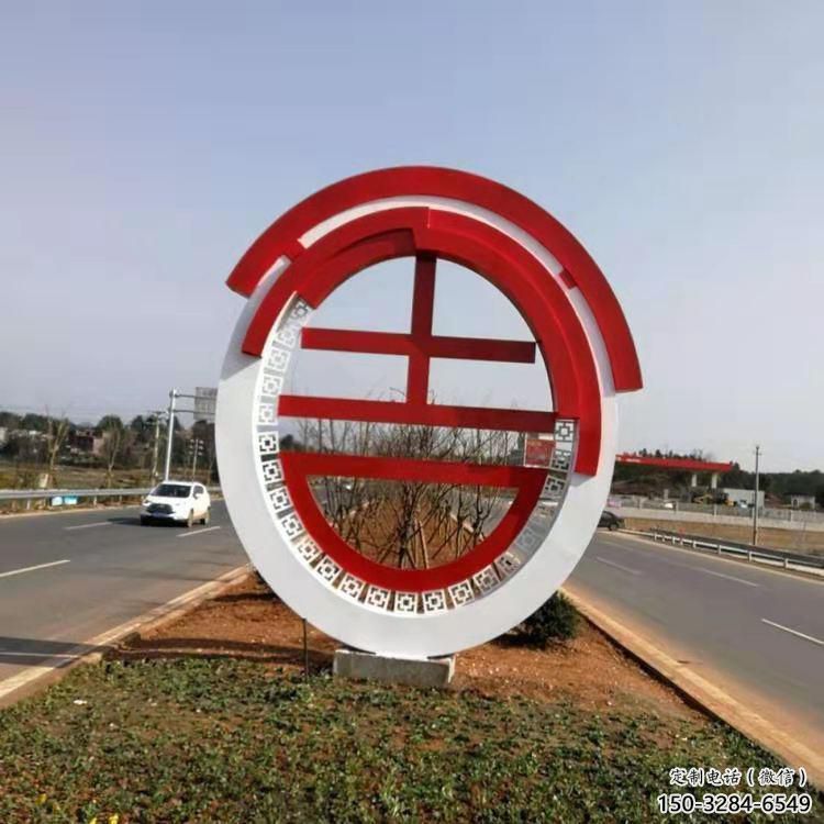 宣傳主題雕塑制作廠家，藝術(shù)形象標識，地標美陳雕塑