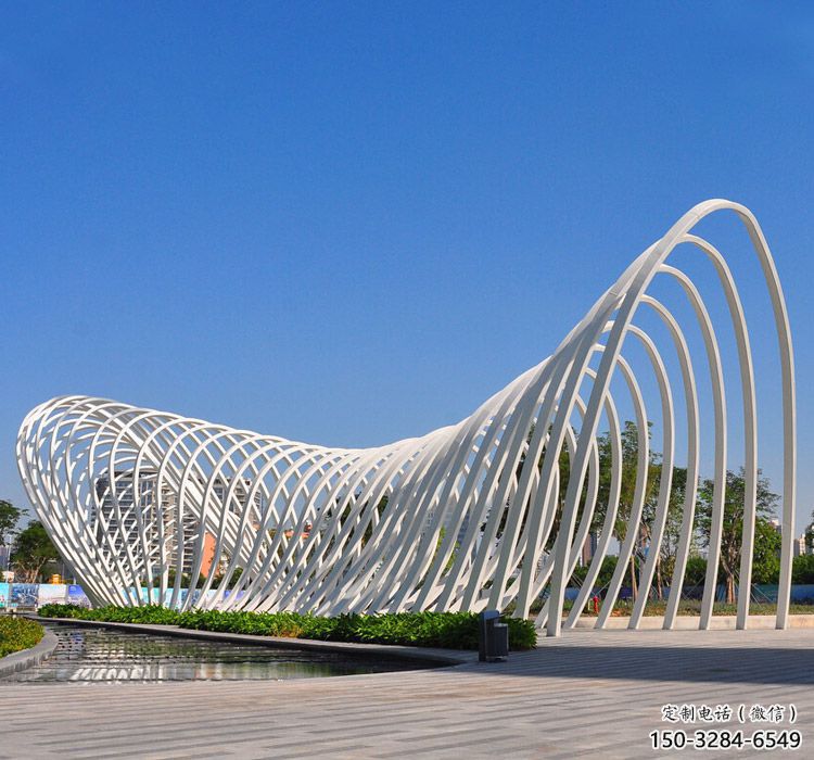 不銹鋼線條廊架雕塑,抽象美學(xué)原理設(shè)計 不銹鋼線條廊架雕塑,抽象美學(xué)原理設(shè)計