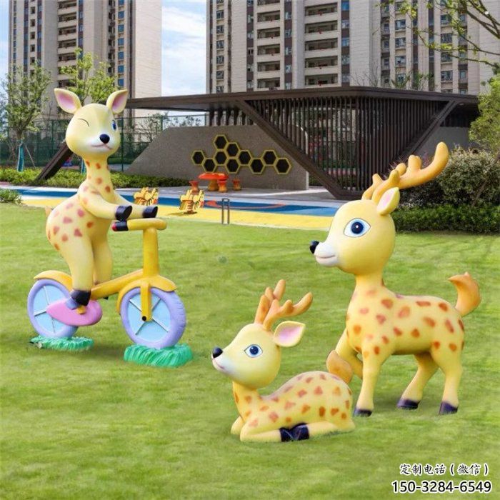 景觀小鹿雕塑定做，廣場雕塑，室外卡通小鹿雕塑提供
