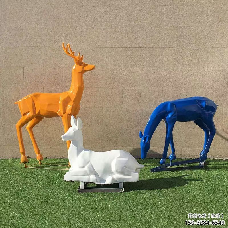 景觀小鹿雕塑制作，園林裝飾，烤漆小鹿雕塑批發(fā)
