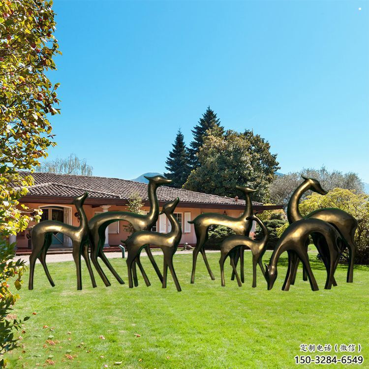 景觀小鹿雕塑預定，幾何構件，抽象銅鹿雕塑選定