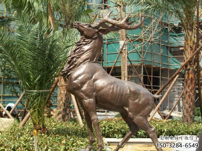 銅小鹿雕塑觀賞型，小區雕塑，小鹿銅雕塑優價