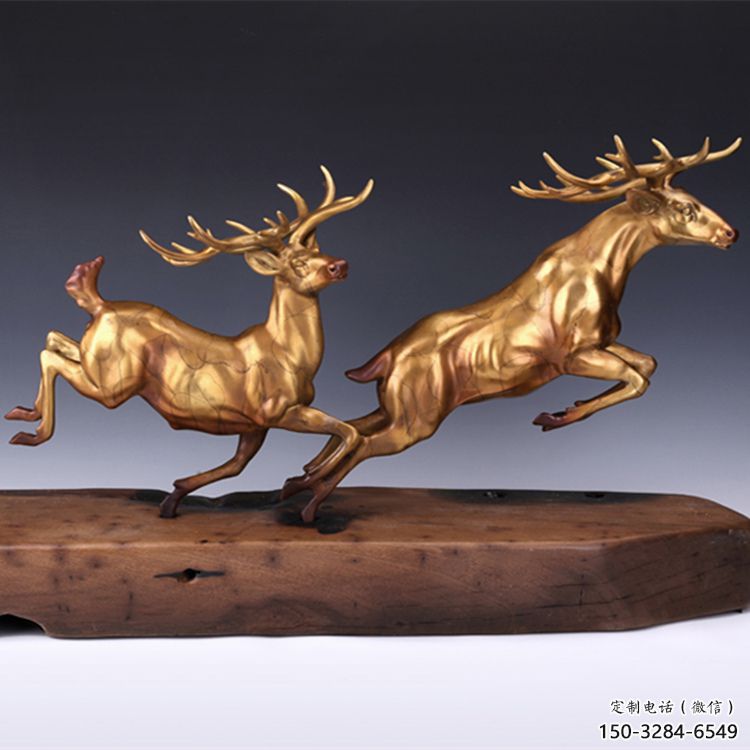 小鹿銅雕塑點擊，陸地擺件，景觀小鹿銅雕塑預定