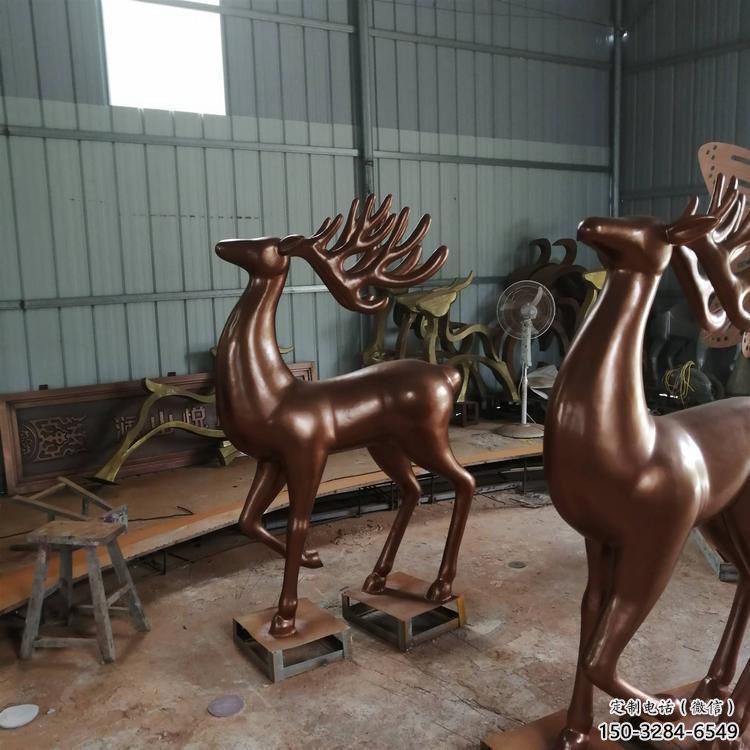 室內馴鹿雕塑，拉絲海洋雕塑，抽象效果