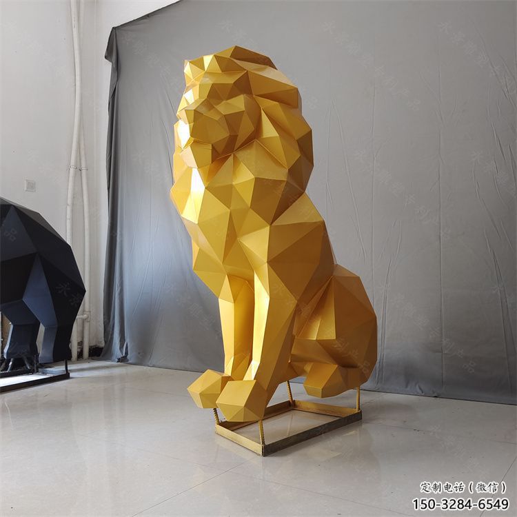 景觀獅子雕塑供應，切面動物雕塑，不銹鋼獅子雕塑供求