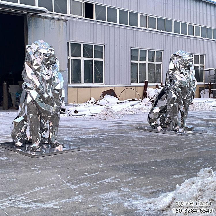 景區獅子雕塑優選,圓雕體系,幾何不銹鋼獅子雕塑選定 景區獅子雕塑優選,圓雕體系,幾何不銹鋼獅子雕塑選定