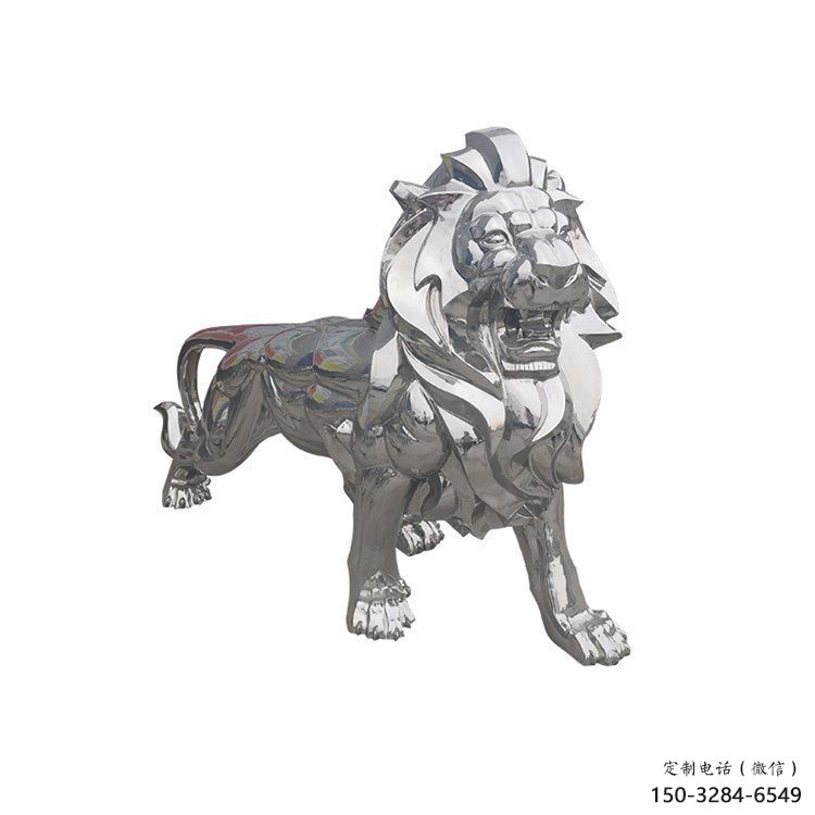 鏡面獅子雕塑生產，景區案例，不銹鋼拋光獅子雕塑優選