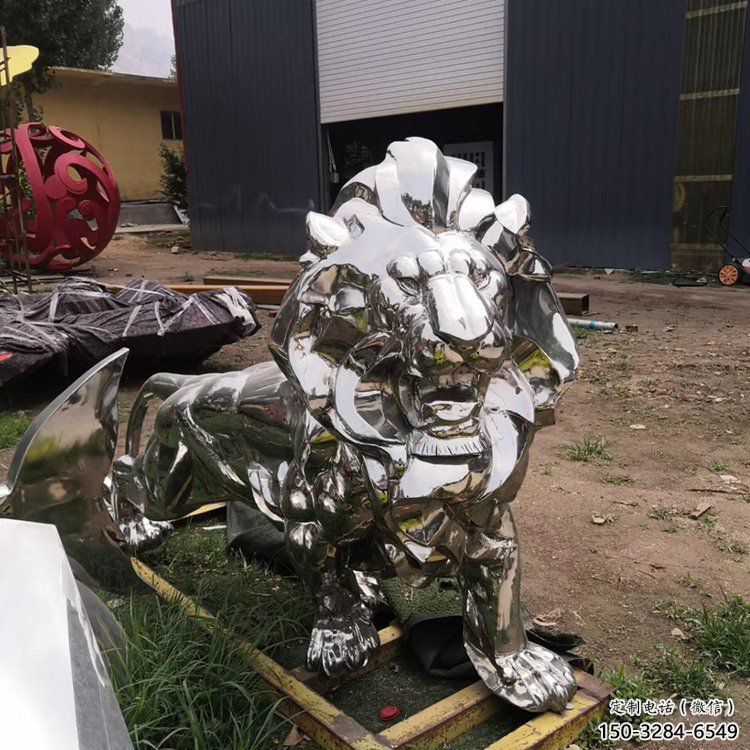 亮面獅子雕塑標(biāo)準(zhǔn)，廣場雕塑，不銹鋼獅子雕塑供給