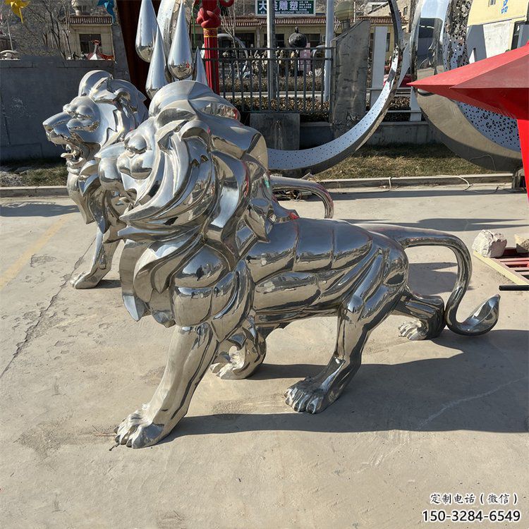 獅子雕塑工廠，鏡面拋光藝術，不銹鋼獅子雕塑供應