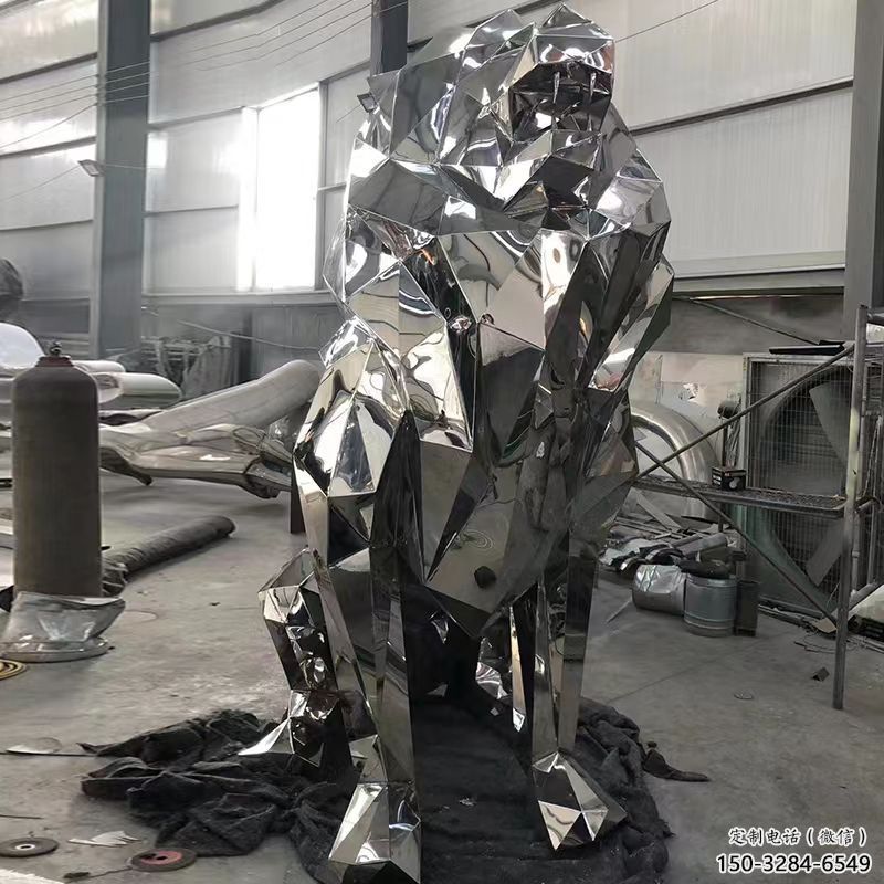 制造獅子雕塑，動物擺件，鏡面不銹鋼獅子雕塑精選