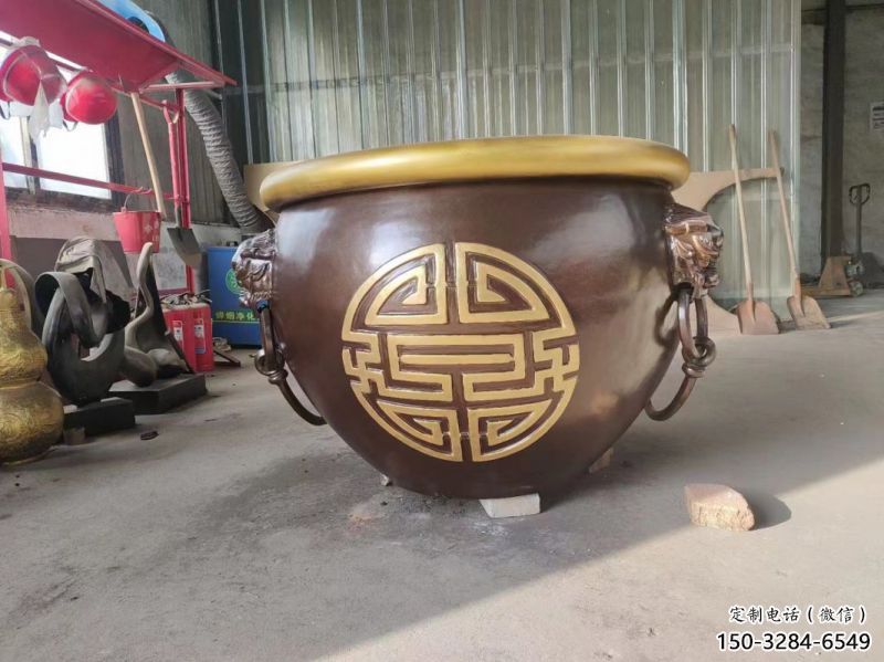 古法銅缸雕塑-鑄銅吉祥銅缸雕塑 古法銅缸雕塑-鑄銅吉祥銅缸雕塑