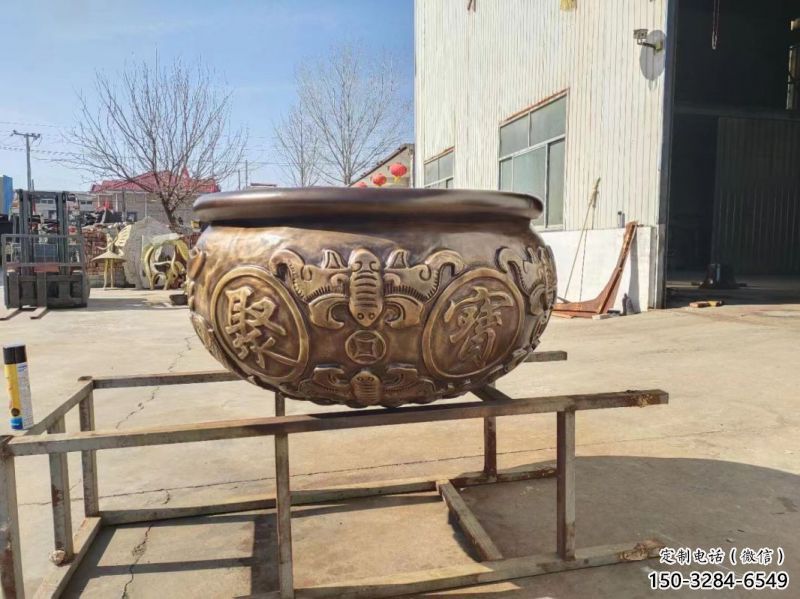 黃銅聚寶銅缸雕塑 黃銅聚寶銅缸雕塑