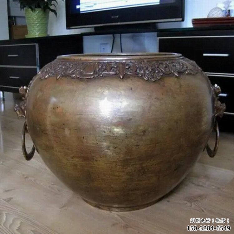 仿古造型青銅缸雕塑 仿古造型青銅缸雕塑