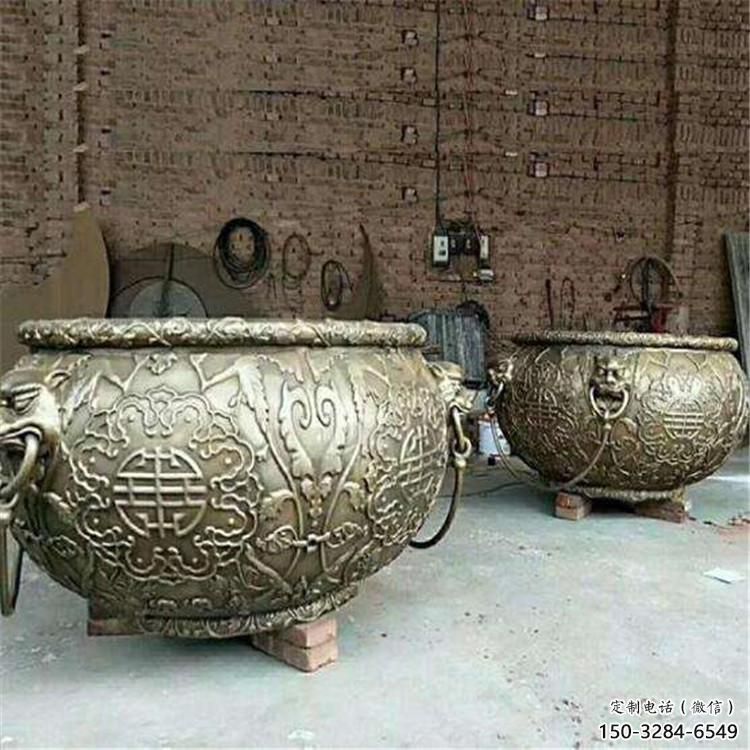 花紋缸雕塑-青銅鑄造缸雕塑 花紋缸雕塑-青銅鑄造缸雕塑