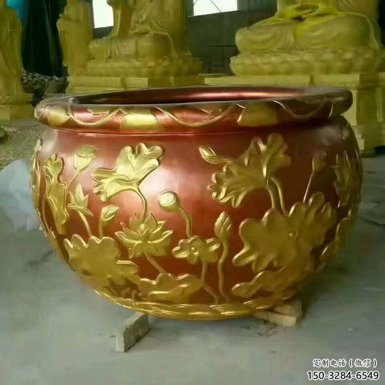 鎏金青銅缸雕塑 鎏金青銅缸雕塑