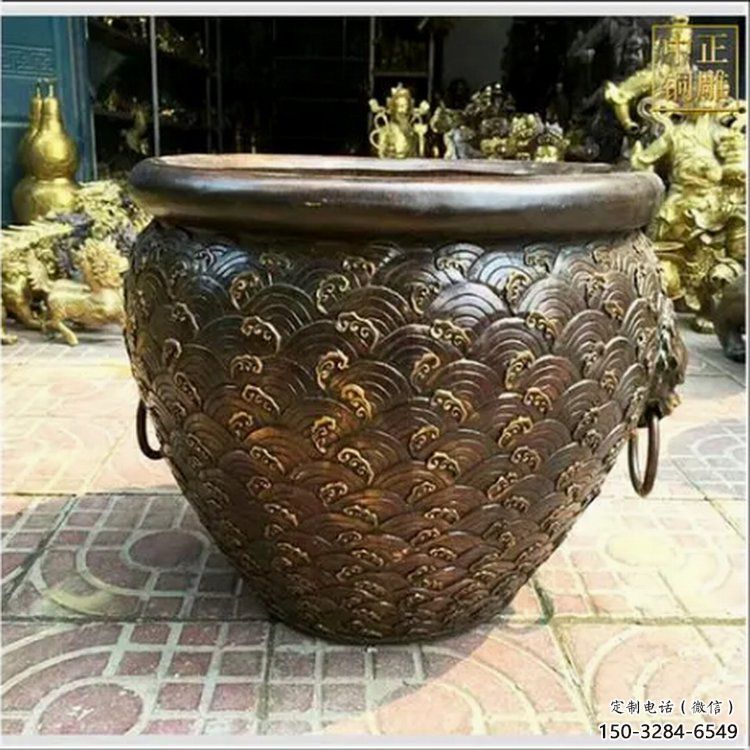 云朵紋銅缸雕塑-青銅缸雕塑 云朵紋銅缸雕塑-青銅缸雕塑