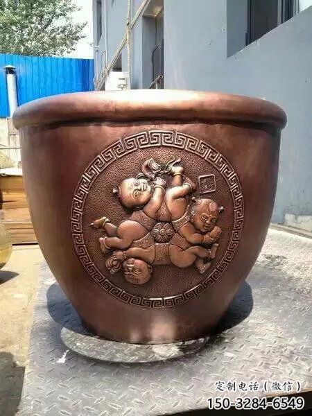 福娃人物紫銅缸雕塑 福娃人物紫銅缸雕塑