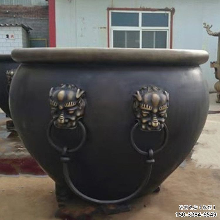 獅獸紫銅缸雕塑-鑄銅工藝 獅獸紫銅缸雕塑-鑄銅工藝