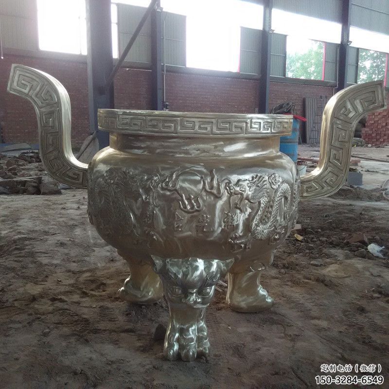 鑄銅三足爐雕塑制作 鑄銅三足爐雕塑制作