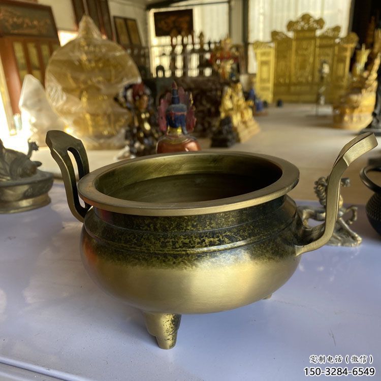 宣德爐雙耳銅雕塑 宣德爐雙耳銅雕塑