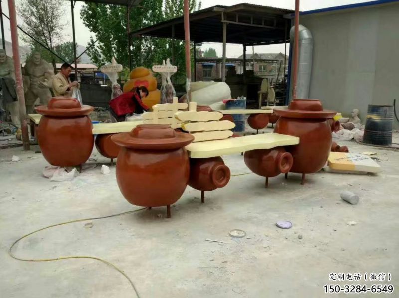 壇子坐凳雕塑,抽象藝術(shù)原理，玻璃鋼坐凳雕塑制作